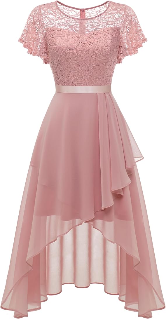 Wedtrend Women's Formal Wedding Guest Dress Ruffle Bridesmaid Dress Flutter Sleeve Prom Dresses for Teens