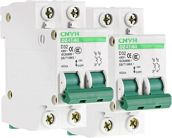 XYWHPGV Miniature Circuit Breaker 2pcs, DZ47-63 2 Poles 32A 400V C32, D Curve(14ffd b761a 83360 c5e38 518c2 83c6c
