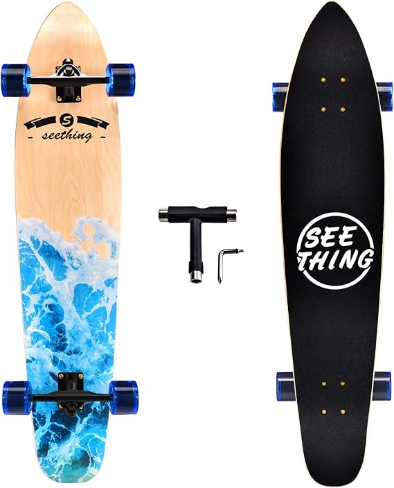 seething 42 Inch Longboard Skateboard Complete Cruiser Pintail,The Original Artisan Maple Skateboard Cruiser Pintail for Cruising, Carving, Free-Style and Downhill