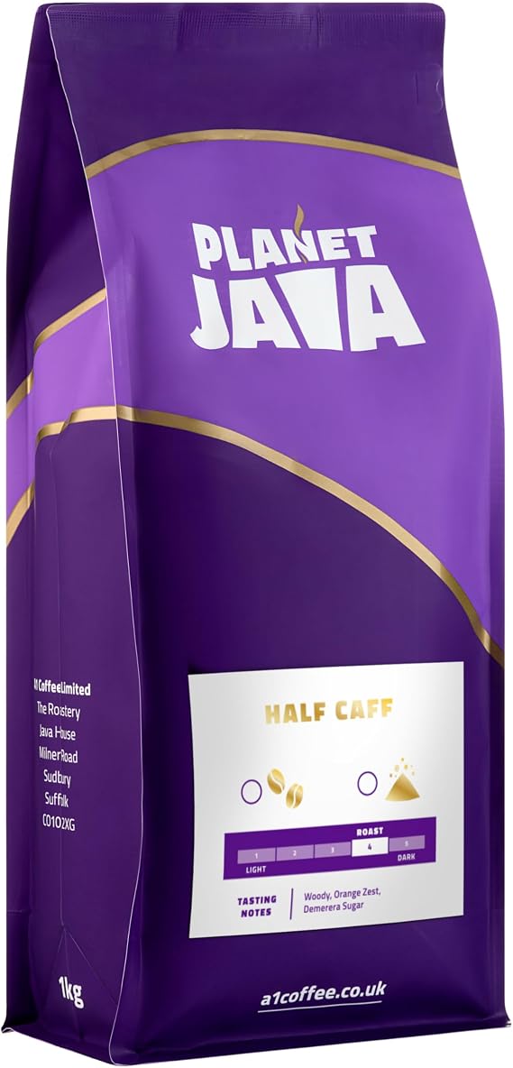 A1 Coffee Planet Java Half Caff Low Caffeine Coffee Beans (1kg) - Hand Roasted