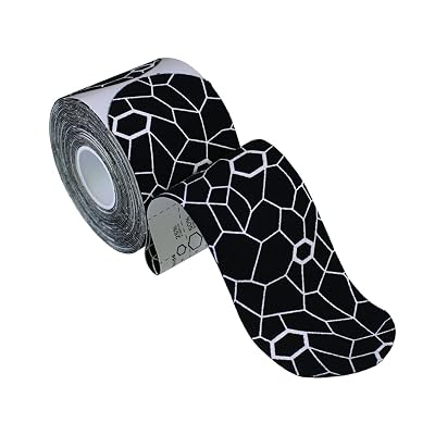THERABAND Kinesiology Tape, Waterproof Physio Tape for Relief, Muscle & Joint Support, Standard Roll with XactStretch Application Indicators, 2 X 10 Strips, 20 Precut Strips, BlackWhite
