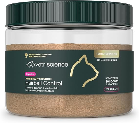 VETRISCIENCE Vet Strength Hairball Control for Cats, 60 Scoops