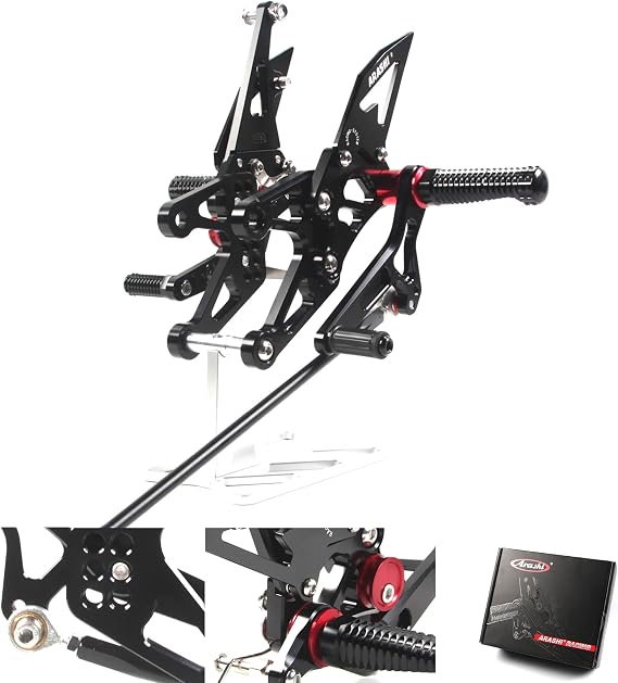Arashi Version 2.0 Adjustable Rearsets for Yamaha YZF R1 2007-2008, Black