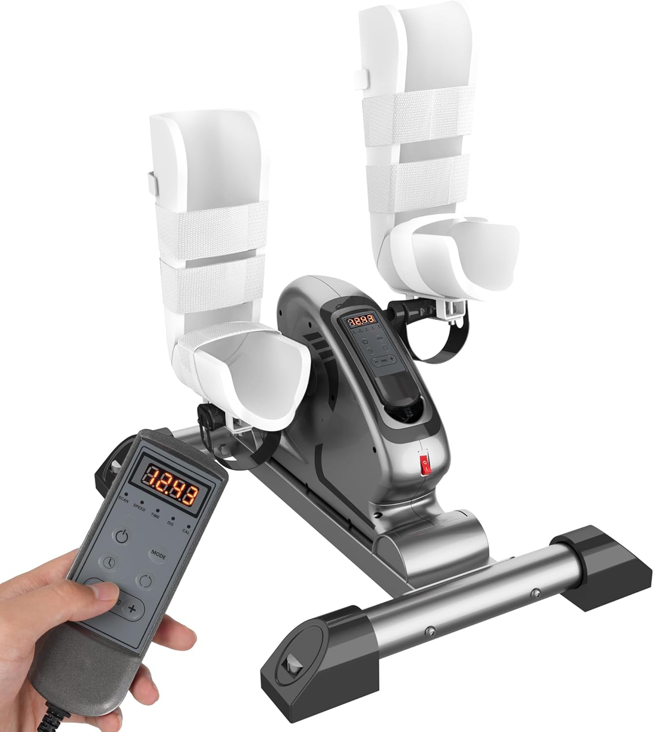 Motorized Pedal Exerciser Bike with Leg Support,Mini Electric Under Desk Exercise Physical Therapy Workout Peddler Exerciser Assisted Recovery Equipment for Arm, Knee,Foot Injuryer,Elderly
