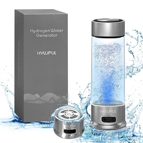 Hydrogen Water Bottle Generator, 1500PPB Hydrogen Water Generator with SPE PEM Technology Rechargeable Portable Hydrogen Water Ionizer Machine for Home, Office(420ml)