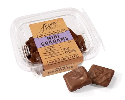 Ashers Chocolates Company, Chocolate Covered Graham Cracker Minis, Made From the Finest Kosher Chocolate, Small Batches, Family Owned Since 1892 6 oz, Milk Chocolate