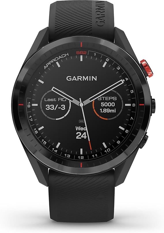 Garmin 010-02200-00 Approach S62, Premium Golf GPS Watch, Built-in Virtual Caddie, Mapping  Color Screen, Black