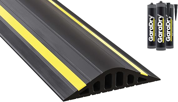 1 12" High Garage Door Flood Barrier Threshold Seal Kit (16'3") | Flexible PVC | Complete Kit Includes 3 Adhesives | GaraDry