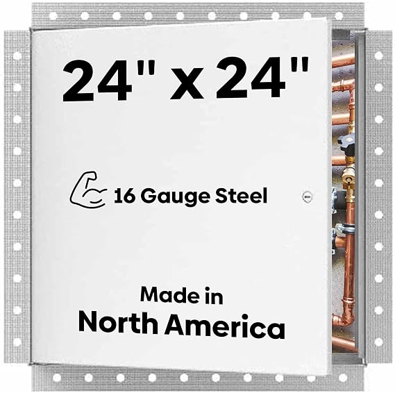 Best 24" x 24" Universal Metal Access Panel with Bead Flange, 16-Gauge Steel Access Door with Hidden Hinge, LEED Compliant Access Panel for Non-Rated Drywall/Ceilings, Screwdriver Latch, BA-AHD-Gyp