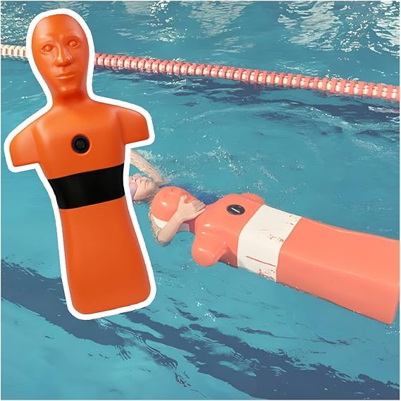 Water Rescue Training Dummy,Rescue Rapid Water Injection Device,Pool Lifesaving Model with 3 Water Injection Holes,No Assembly Required(Orange)