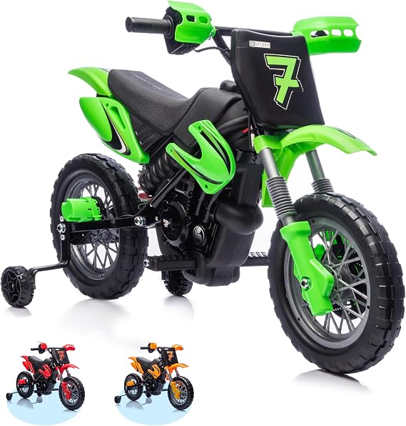 12V Kids Motorcycle, 2x25W Ride on Motorbike, with Safety Training Wheels