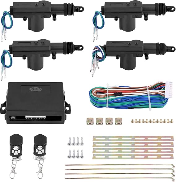 Universal Car Door Lock Keyless Entry System Central Locking Remote Control Kit with 2 Folding Keys Remote Control Central Locking Retrofit Kit with Boot Release Button