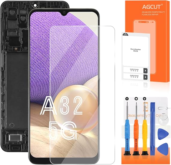 LCD Display for Samsung A32 5G Screen Replacement for Samsung Galaxy A32 5G SM-A326B SM-A326U Screen Replacement Digitizer Touchscreen Assembly + Repair Black with Frame