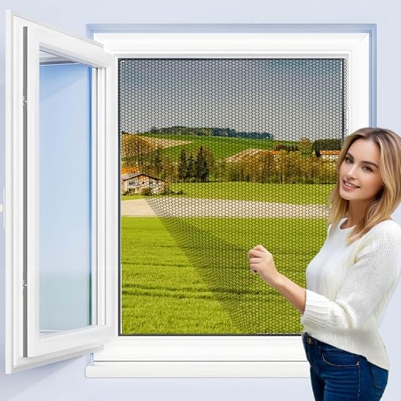Fly Screens for Windows, 2Pack Window Net, Mosquito Net Window Mesh Insect Screen, Cut to Size (130 x 150cm,Black)