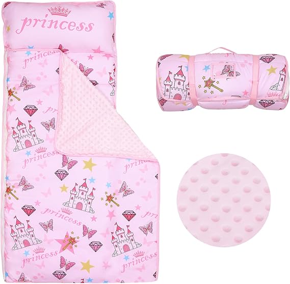Children's Sleeping Bag with Pillow Zip, Foldable Children's Sleeping Bag with Cushion Removable for Girls and Boys, Easy to 