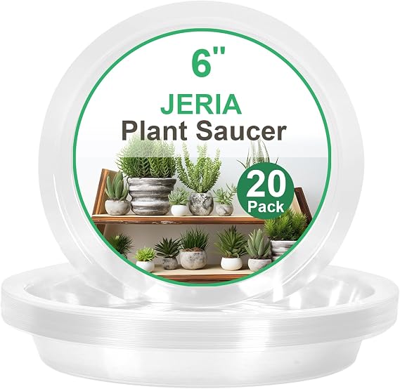 6 Inch 20 Pack Clear Plant Saucers,Plastic Flower Pot Trays,Round Durable Plant Drip Trays for Indoor and Outdoor