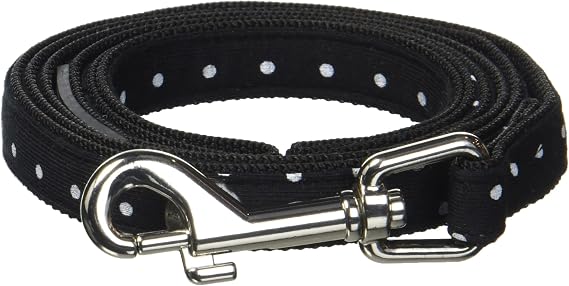 Puppia Dotty Dog Leash Polka Dot Pattern for Summer Fashion for Small Dogs 55 Inches - Black - Medium