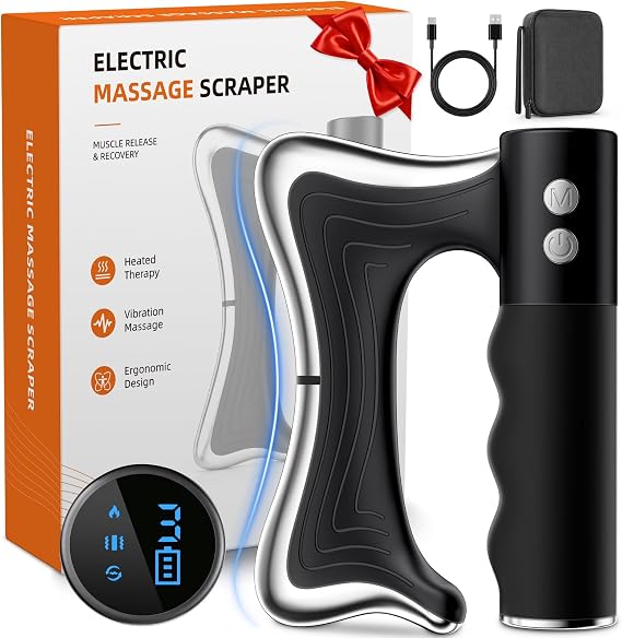 3-in-1 Heated Muscle Scraper Tool, Electric Muscle Massager with Vibration,
