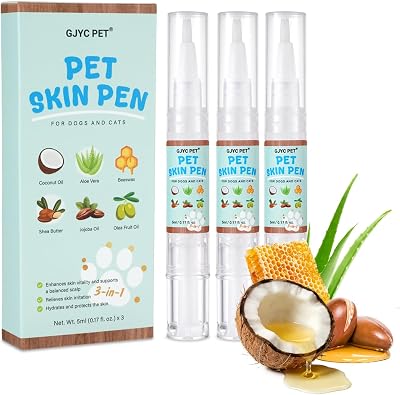 Coconut Oil for Dogs & Cats - Pet Moisturizer, Soothes & Repairs Dry, Ltchy Skin Hair Growth- Natural Moisturizing Skin Pen with Precision Applicator Brush, 3 Pack