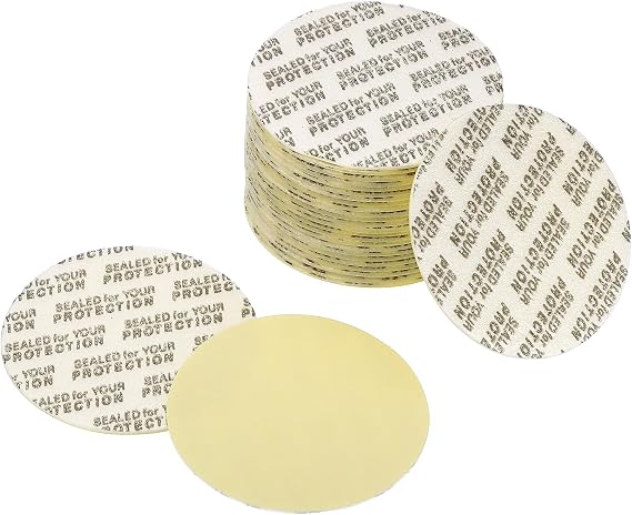 PATIKIL 36mm/1.4inch Foam Lid Liner, 50 Pack PS Foam Resistant Tamper Pressure Sensitive Seal With Dustproof Paper Back for Bottle Cap Liners Seals