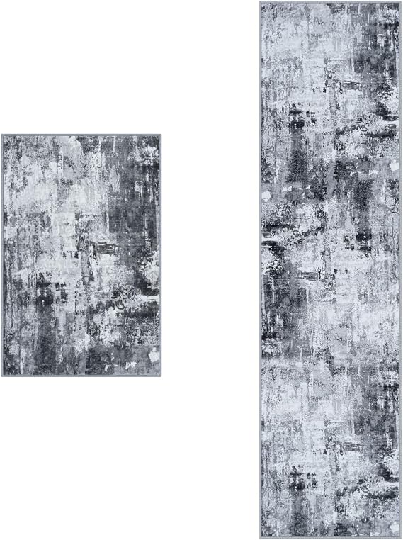 KOZYFLY 2x3 Small Area Rug + 2x8 Hallway Runner Rug