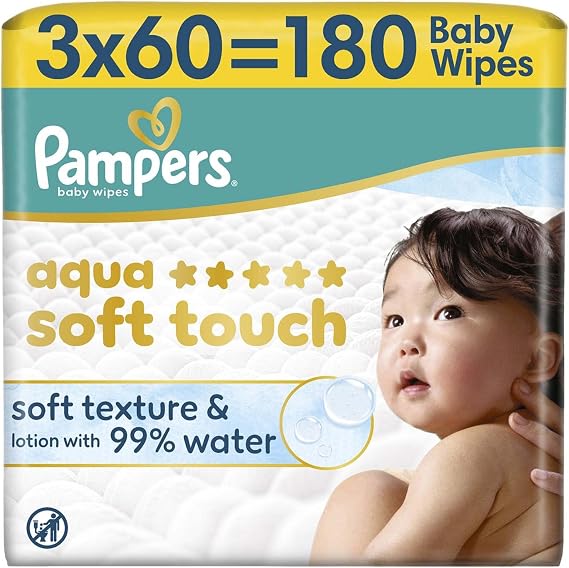 Pampers Aqua Soft Touch Bebek Islak Havlu 3 Paket 180 Yaprak