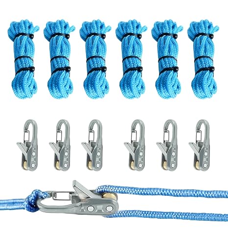 6-Pack Rope Roller Cam Lock Tensioner, Rope Rollers for Para Cord