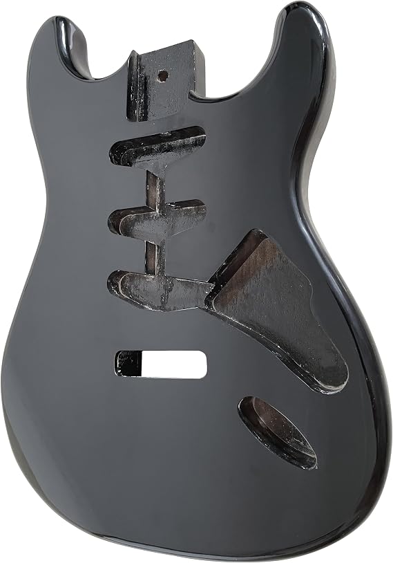 Unfinished Handcrafted Guitar Body Alder wood Electric Guitar Body DIY Parts Guitar Barrel Replacement Parts for ST Style Guitars Black Glossy.