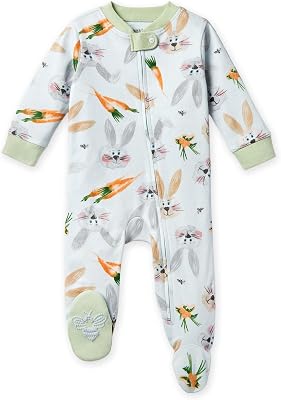 Burts Bees Baby Girls Loose Fit Organic Cotton Sleep and Play One-Piece Zip Front Footed Pajamas