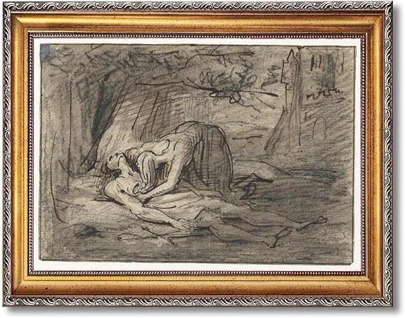 Classical Sketch Figure Study Gold Framed Canvas Wall Art Print