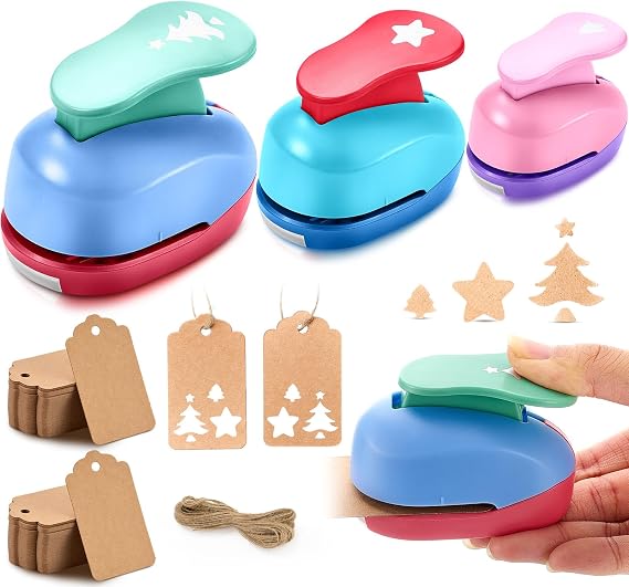 Fullhawl 53 Pcs Christmas Tree Paper Punch Set Include 3/8, 5/8, 1in 3 Size