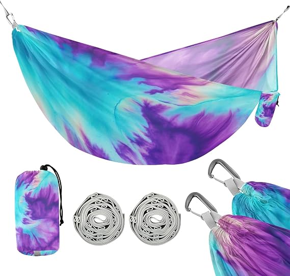 YETTASBIN Tie Dye Camping Hammock - 330lbs Lightweight & Portable Single or Double Hammock with Tree Straps & Carry Bag for Indoor Outdoor Hiking Backpacking Travel Backyard Beach