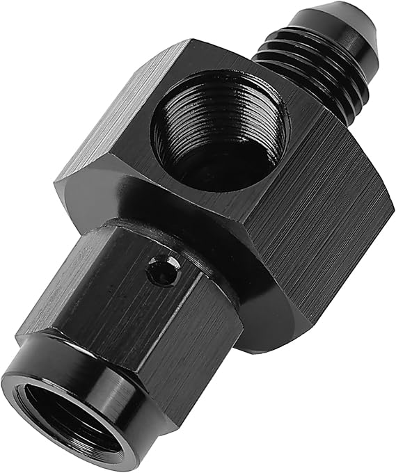 EVIL ENERGY 3AN Male Flare to -3 Female Swivel with 1/8" NPT Gauge Port Fuel Pressure Take off Fitting Adapter Aluminum