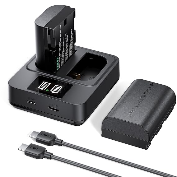 llano 2-Pack LP-E6P Batteries & 20W Fast Portable USB-C Charger Set