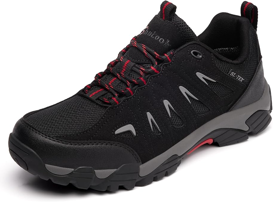 SHULOOK Men's Waterproof Hiking Shoes Lightweight Anti Slip Outdoor Ankle Boots Breathable Hike Trekking Trails Shoe