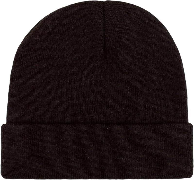 SockShop Workforce Mens Beanie Hat - Plain, Warm, Stretchy, Insulating, Thermal, High Vis Workwear, Black, Navy, Orange, Yellow, 1 Pack One Size Black