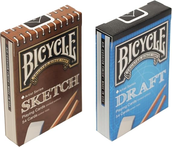 Sketch & Draft Bicycle Artist Series Playing Cards, Limited Edition Set in Sketch Pad and Blueprint Tuck Box Designs