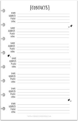 BetterNote Contact Address Refill Pages for Disc Notebooks, Fits TUL, Happy Planner, Levenger Circa, Staples ARC, Talia Whimsy- 25 Sheets, 8-Disc, 5.5x8.5