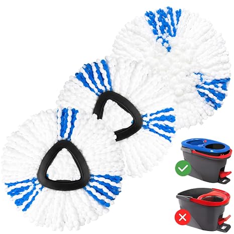 Mop Heads Replacement Compatible For Vileda H2Pro, 3Pack Microfiber Refills