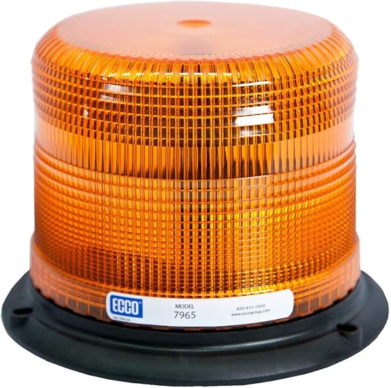 ECCO 7965A LED Beacon 6.5 Inch LED Beacon Warning Flash Amber Light High-Intensity 3 Bolt Mount 12V 24V 11 Flash Patterns for Industrial Vehicles Applications,