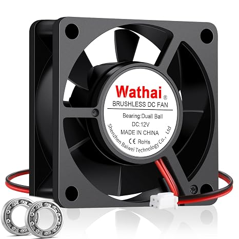 Wathai 60mm Brushless Cooling Fan 12V DC Dual Ball for DIY Ventilation 6020