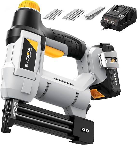 20V Nail Gun Battery Powered, 18 GA 2-in-1 Cordless Brad Nailer Stapler with 2.0Ah Battery, 800 Nails(Up to 1-1/4") and 200 Staples, Electric Nail Gun for Upholstery, Woodworking & Home Improvement
