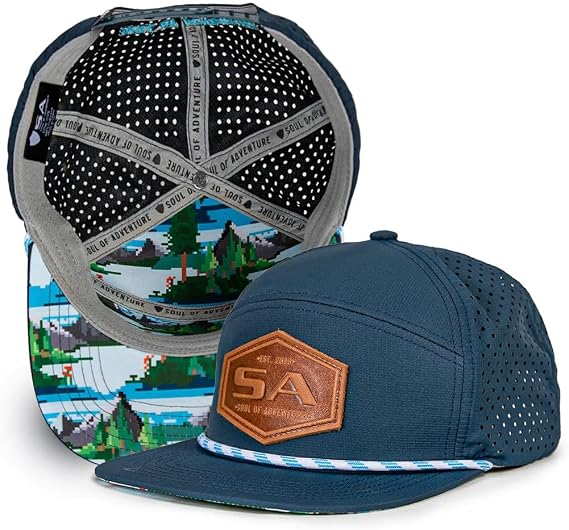 S A Soul of AdventureFlatbill Performance Snapback Hat | Water-Resistant Baseball Cap for Men & Women