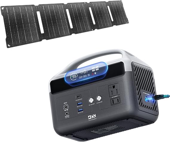 Portable Power Station with 40W Solar Panel, 60,000mAh LiFePO4 Battery 300W AC Outlets Power Station,2Hrs Fast Charging Power Bank for Home,Outdoor Camping RVs Emergencies
