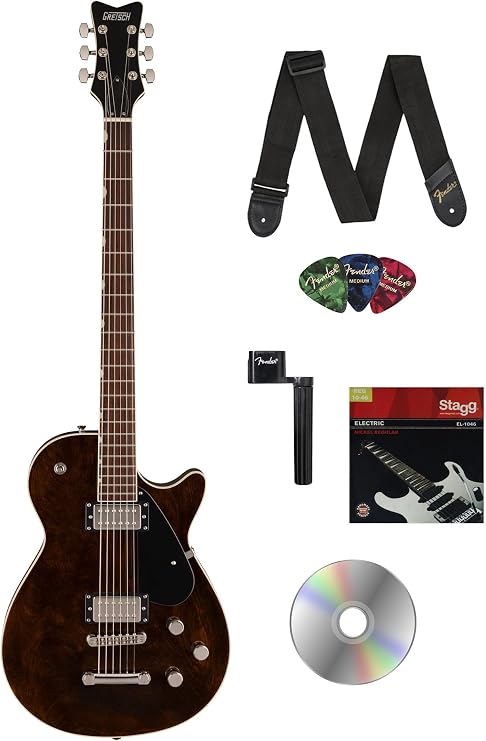 Gretsch Electromatic Jet Baritone Electric Guitar - Imperial Stain Bundle with Strings, Strap, String Winder, Picks, and Austin Bazaar Instructional Video