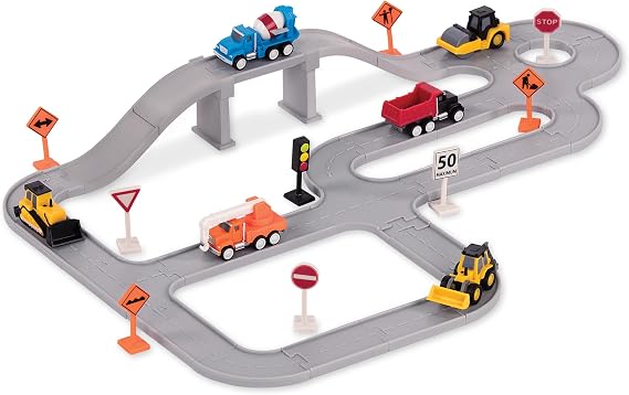 DRIVEN by Battat - Construction Group (57 Pieces) - Construction Toy Playset - 57 Piece Set - Connectable Tracks - Mini Toy Vehicles & Accessories - 3 Years +