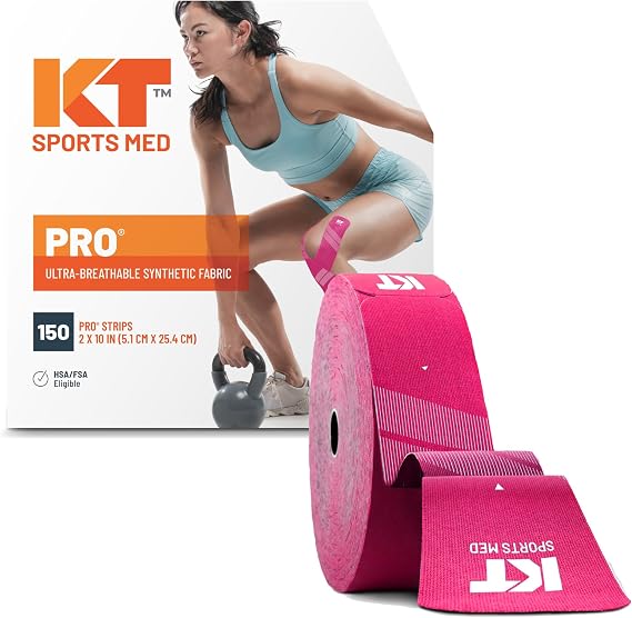 KT Tape, PRO Synthetic Elastic Kinesiology Athletic Tape, 150 Count, 10 Precut Strips