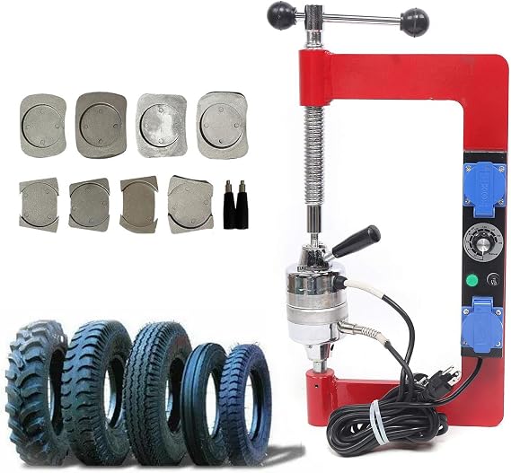 Tires Vulcanizing Machine, Manual Tire Spreader Portable Tire Repair Automatic Temperature Adjustment Vulcanizing Machine Tire Repair Kit Tire Patches Machine with 8 Molds