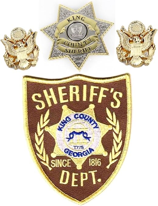 Walking Dead Uniform Sheriff Badge + Collars Eagle Insignia Pin + Shoulder Patch