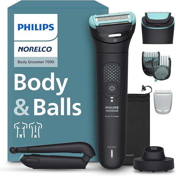 Philips Norelco Body Groomer 7000, Body & Balls, Dual Head Trimmer & Shaver